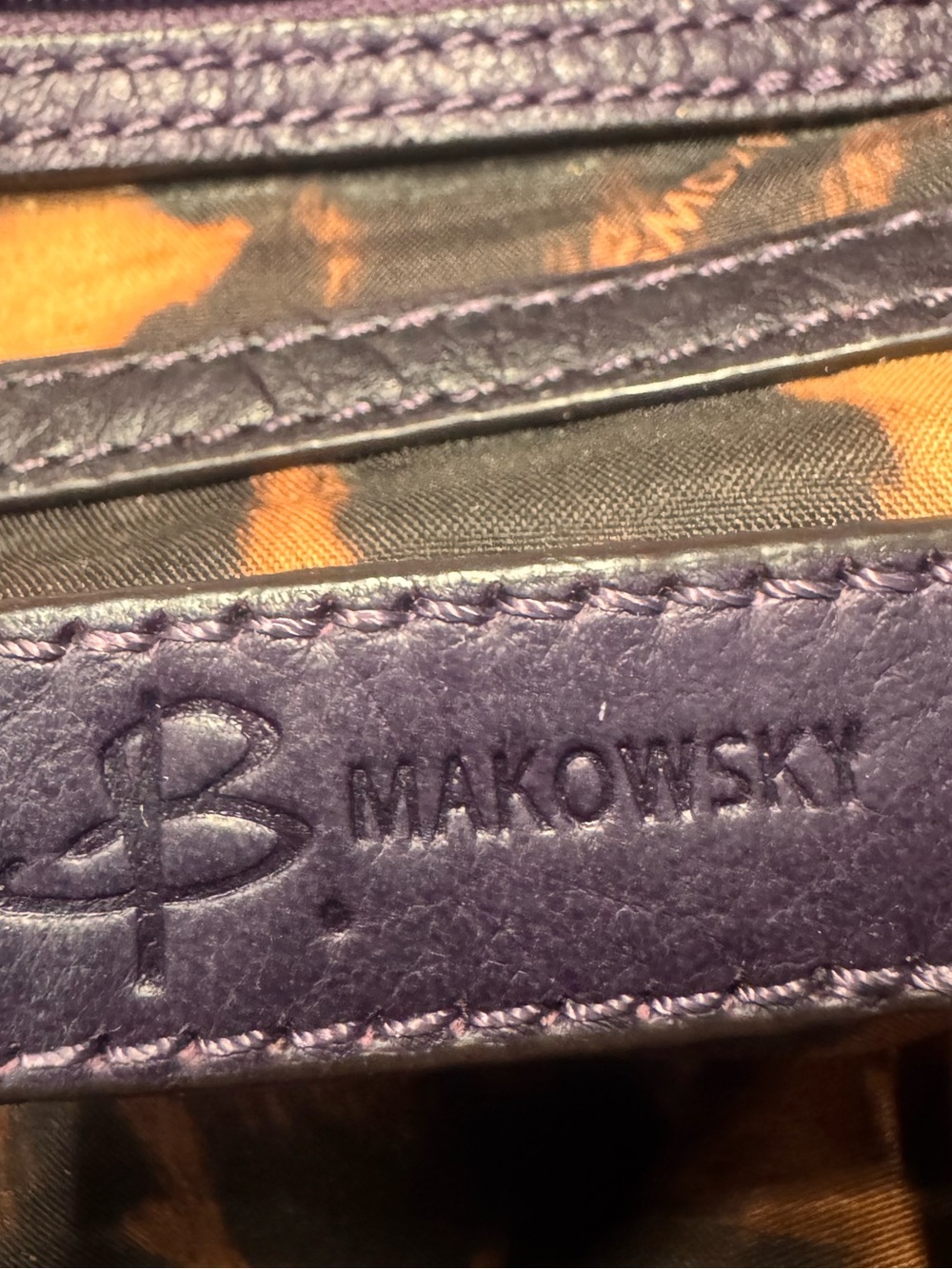 B Makowsky Purple Pebbled Leather Hobo Shoulder Bag Braided Handles Large - Picture 2 of 14